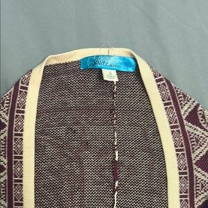 Buttons (Francesca’s) Burgundy and Cream Cardigan